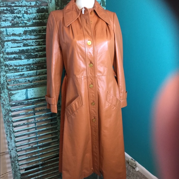 EUC Vintage Korea Leather Trench Coat - Picture 2 of 7